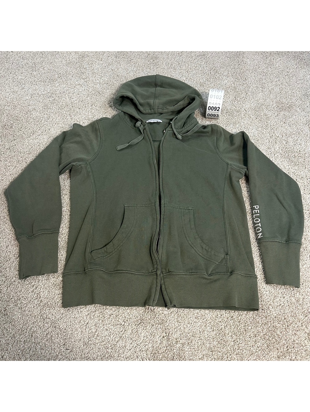 Peloton olive green zip hoodie